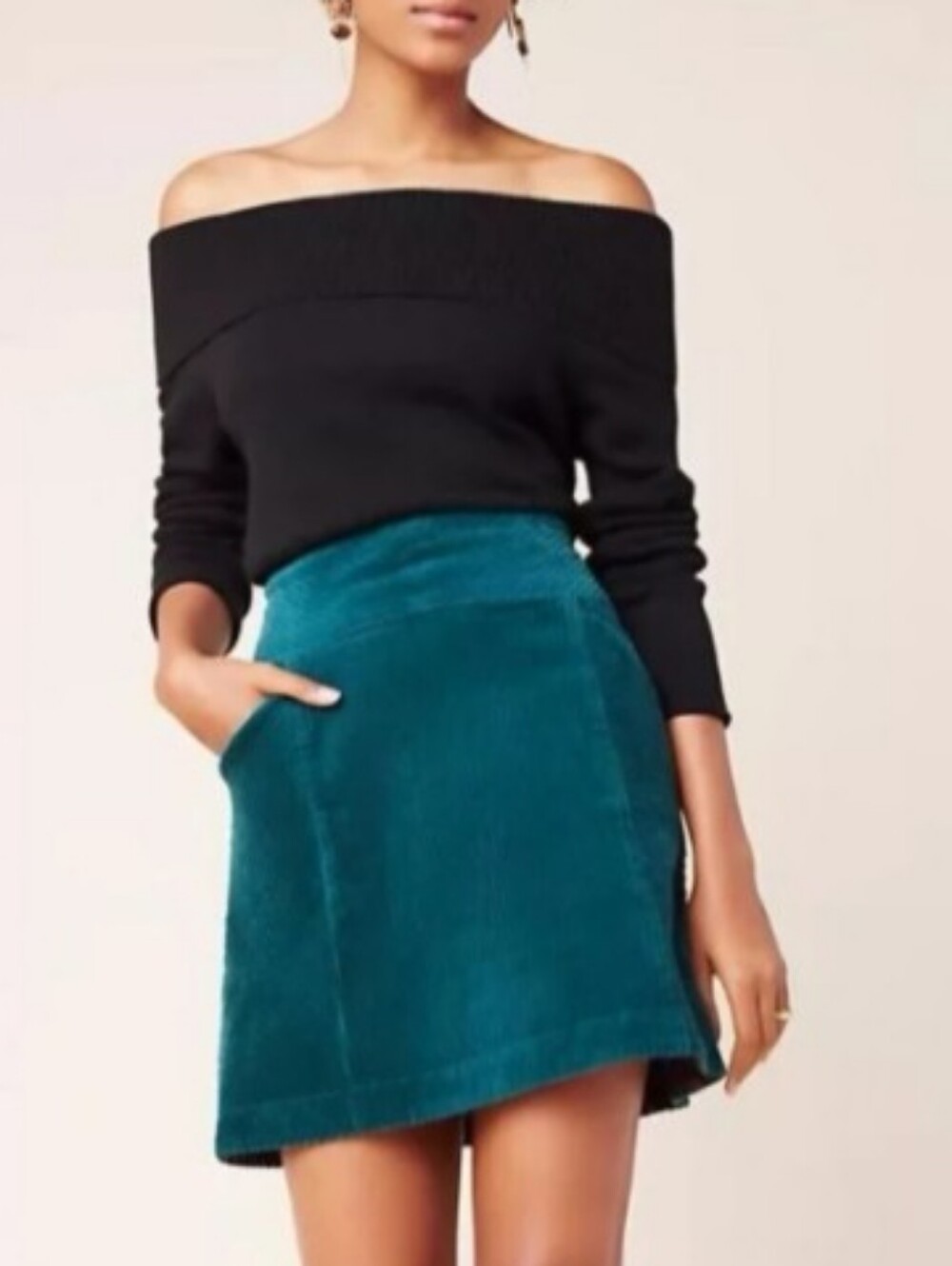 Anthropologie Maeve Corduroy Mini Skirt Emerald Green Peppy Retro